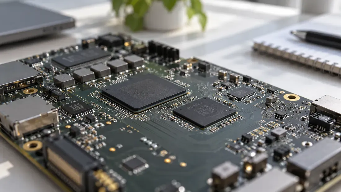 Embedded board with soldered storage packages and host chips